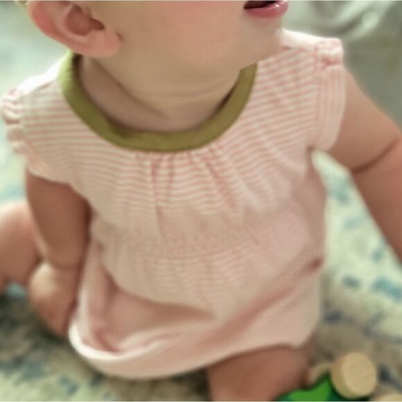 Tea Collection Green Trim Pink Stripe Dress - Picture 1 of 6